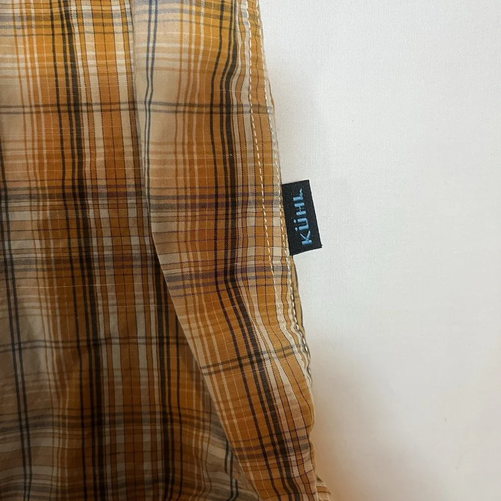 Kuhl Mens Size Large Mountain Grown Plaid Short Sleeve Cotton Linen Blend Shirt - Picture 6 of 10